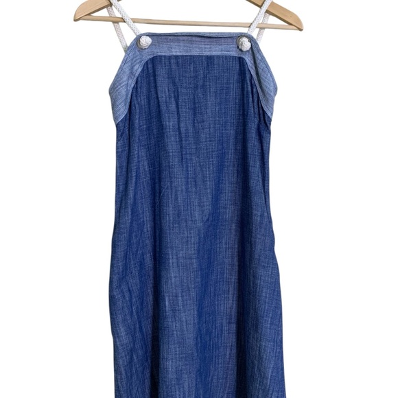 Anthropologie Amadi Denim Mini Sun Dress Rope Straps Side Pockets Size XS - Picture 2 of 7